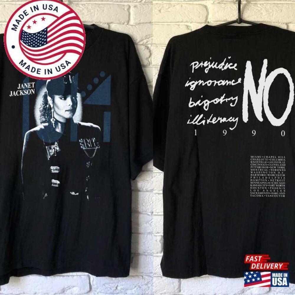 1990 Janet Jackson Rhythm Nation World Tour 2 Sided Tshirt